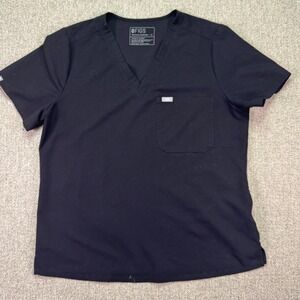FIGS Catarina One-Pocket Scrub Top Black Women's XL FIONx Nurse EUC FW1000